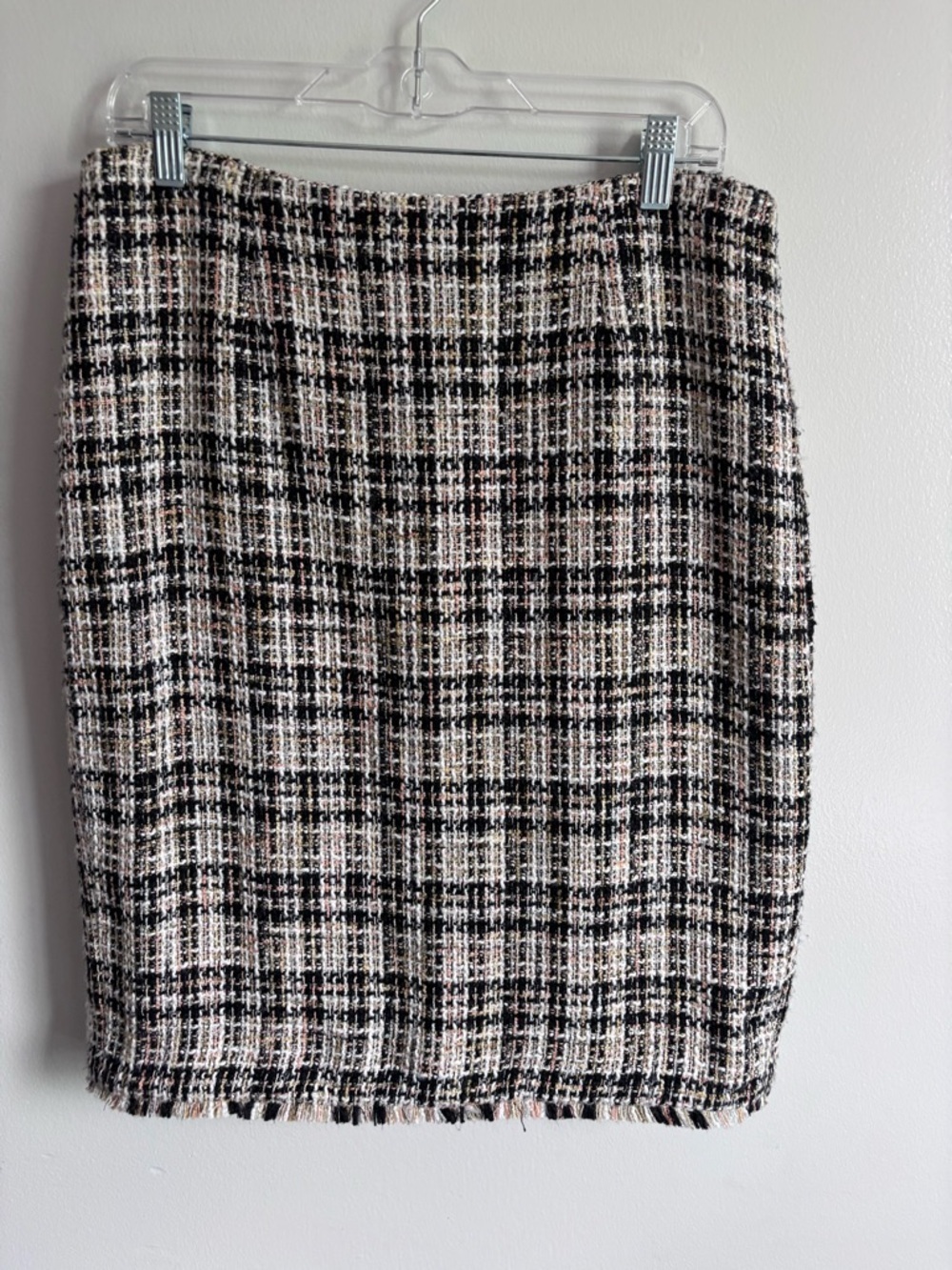 Calvin Klein Tweed Pencil Skirt in Black & Cream pink Academia size 10